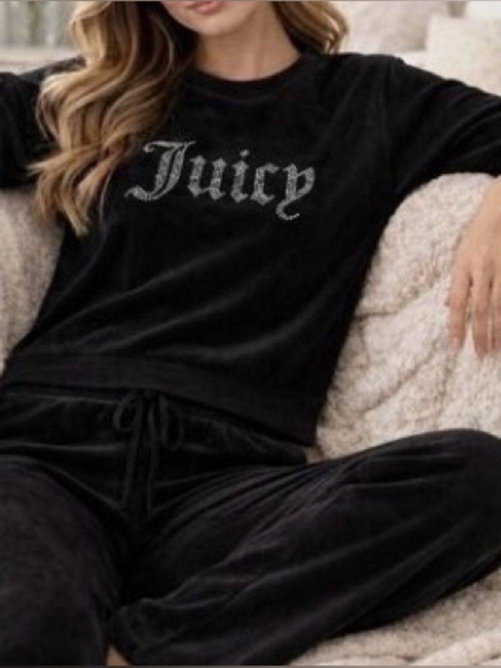 Juicy Couture, Black Velvet Pajama Set
